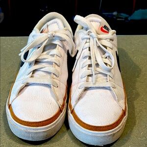 Nike White and Brown Classic Sneakers